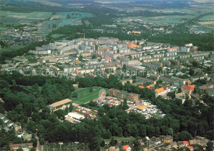 Zerbst Luftbild Stadtansicht Kirche Riesenrad Festplatz Wohnbloecke