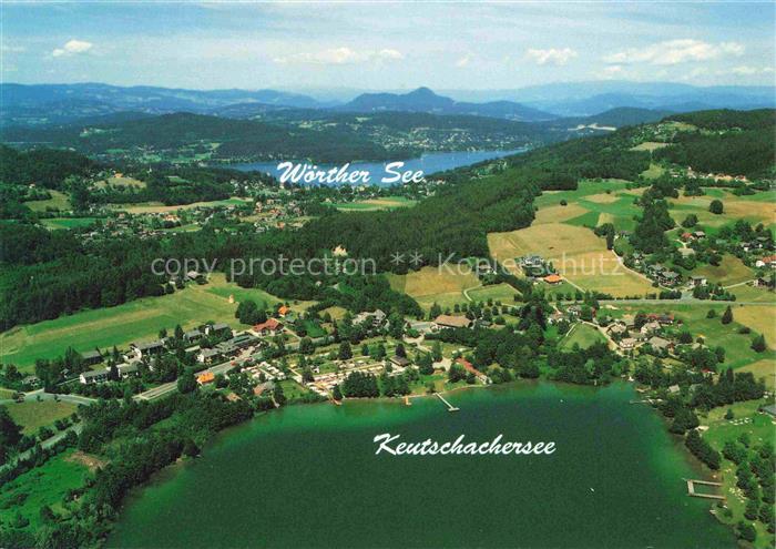 Keutschachersee Kaernten AT Keutschachersee Woerther-See Luftbild Ort Felder Wae