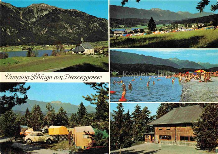 Presseggersee Villach Kaernten AT Presseggersee Camping-Schluga Kirche Strand Sc