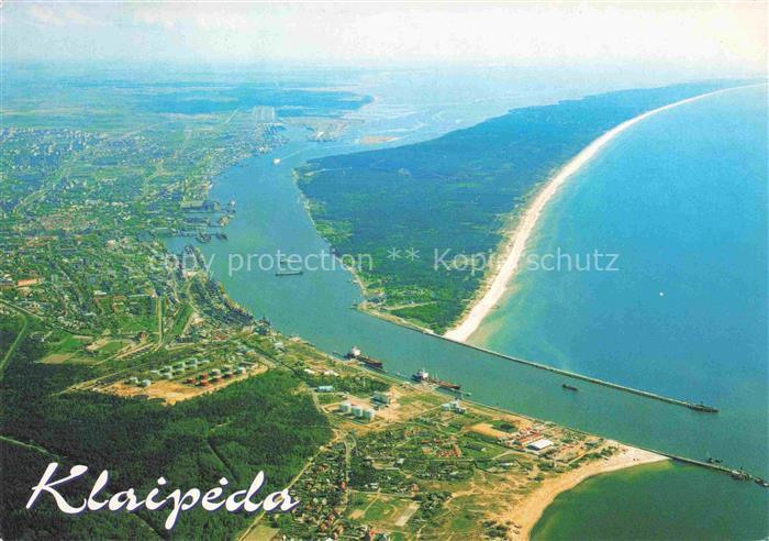 KLAIPEDA Memel Lithuania Hafen Kurisches-Haff Ostsee Sandbank Schiffe Luftbild S