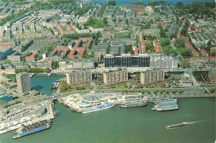 ROTTERDAM  Zuid-Holland NL Fliegeraufnahme Hafen Wohnblocks Hochhaus Rundgebaeud