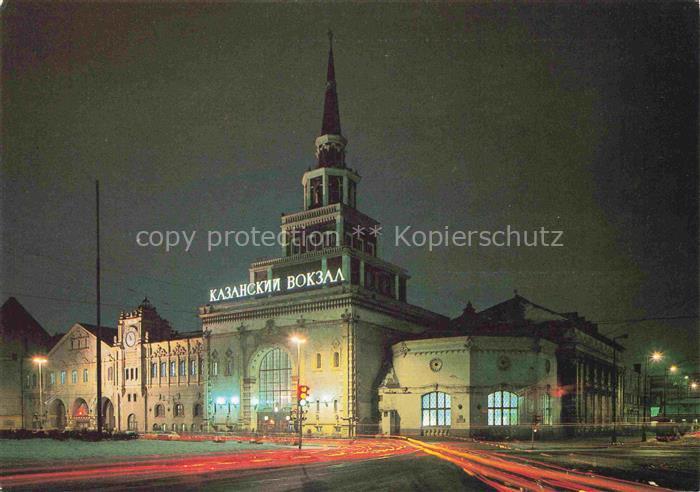 Moskau Moscou MOSCOW RU Kasaner-Bahnhof Kazansky-Vokzal Bahnhof Nachtaufnahme Tu