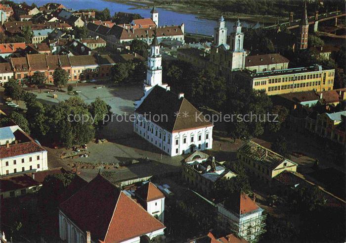 KAUNAS Kowno Latvia Rathaus Altstadt Fluss Luftbild Marktplatz Kirche Daecher