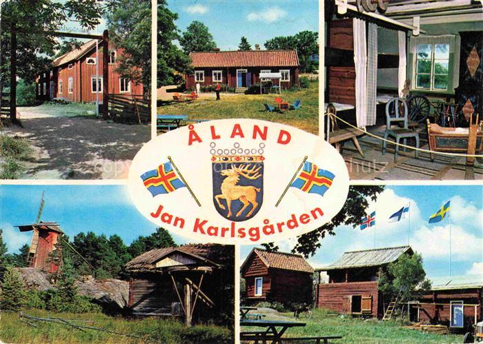 Aland Suomi Jan-Karlsgården Freilichtmuseum Windmuehle Bauernhof Holzhaeuser Fla