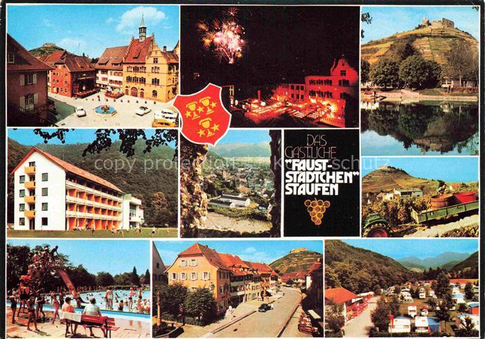 Staufen Breisgau Marktplatz Rathaus Feuerwerk Burg Weinberge Schwimmbad Camping