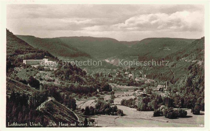 Bad Urach BW Haus-auf-der-Alb Luftkurort Tal Schwaebische-Alb Wald Wiesen Panora