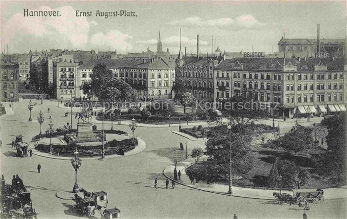 Badenstedt HANNOVER Ernst-August-Platz Reiterstandbild Hotel-Bristol Platz Kutsc