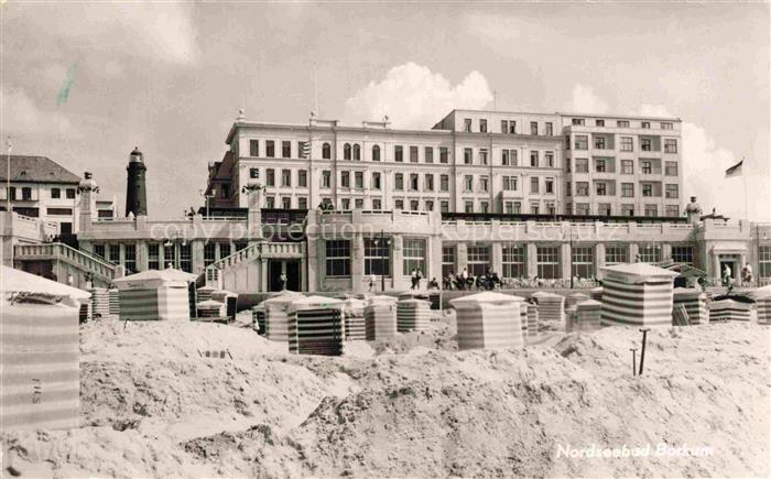 BORKUM Nordseebad Niedersachsen Strand Strandkoerbe Kurhaus Hotel Leuchtturm Nor