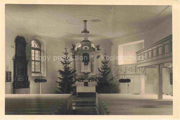 Bautzen Sachsen Kirche Innenraum Altar Kirchenbaeume Kirchenbaenke Empore Weihna