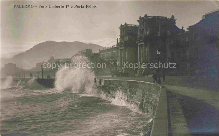 PALERMO  Sicilia IT Foro-Umberto Porta-Felice Meereskueste Wellen Promenade Geba