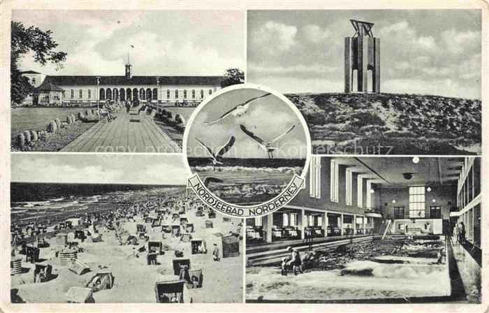NORDERNEY Nordseebad Niedersachsen Kurhaus Strand Strandkoerbe Denkmal Moewen Ha