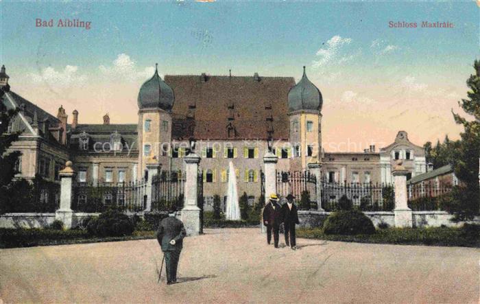 BAD AIBLING Bayern Schloss-Maxlrain Zwiebelturm Eingangstor Brunnen Spaziergaeng