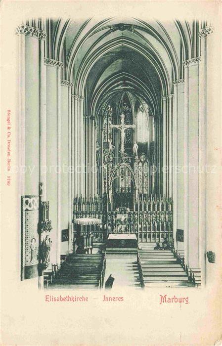 MARBURG  LAHN Elisabethkirche Kircheninneres Hochaltar Chorgestuehl Kreuz Kirche