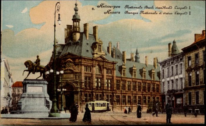 Antwerpen Anvers Nationale Bank Banque Nationale Statue Leopold I