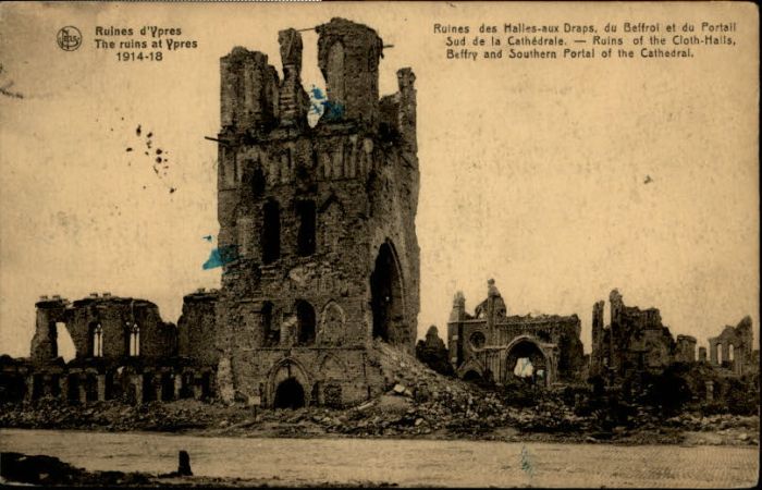 Ypern Ypres Ypres Ruines Hallea-aux Draps Beffroi Cathedrale