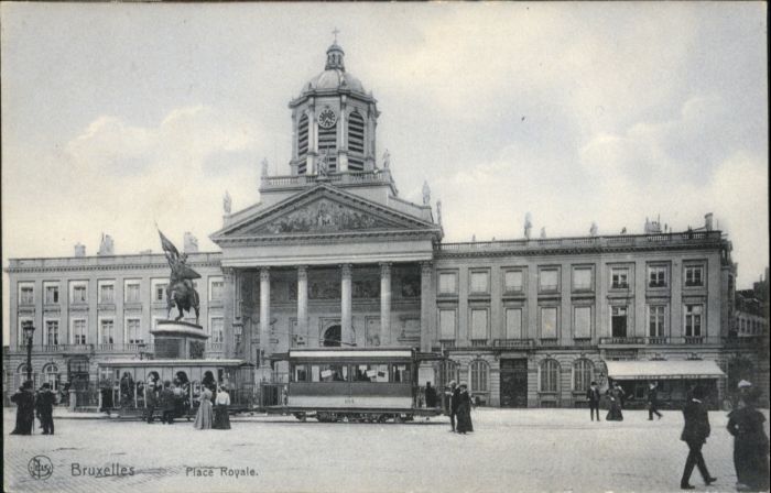 Bruxelles Bruessel Place Royale Strassenbahn Karte von ca. 1910