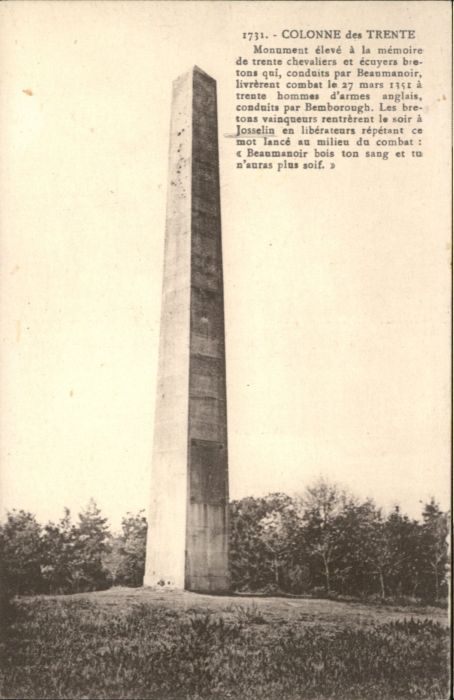 Josselin Colonne Trente Monument