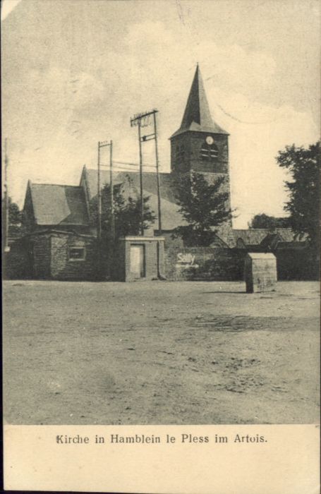 Ham-en-Artois Kirche Hamblein le Pless Feldpostkarte