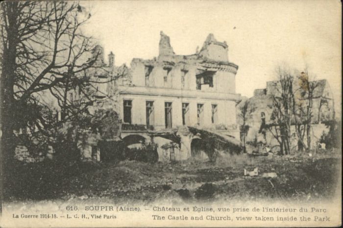 Soupir Aisne Chateau Eglise Parc Zerstörung