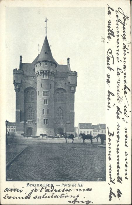Bruxelles Bruessel Porte de Hal Pferd Kutsche