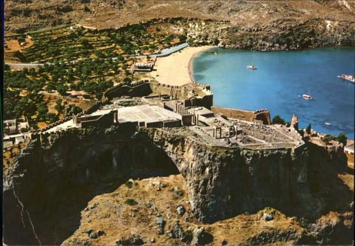 Lindos Lindo Lindos Rhodos Akropolis Fliegeraufnahme