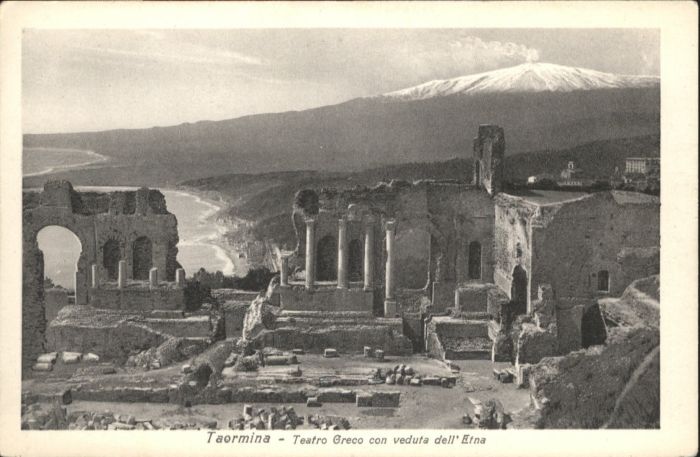 Taormina Sizilien Taormina Teatro Greco Etna