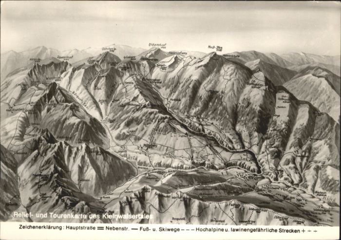 Kleinwalsertal Reliefkarte Tourenkarte