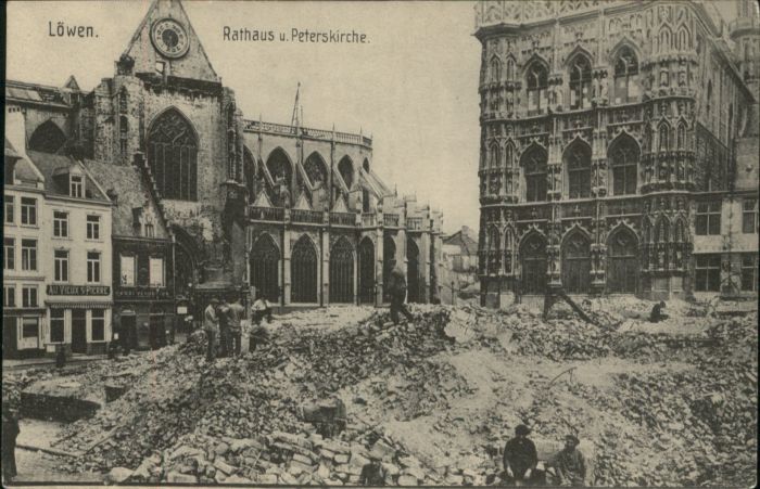 Loewen Louvain Löwen Rathaus Peterskirche Zerstörung x
