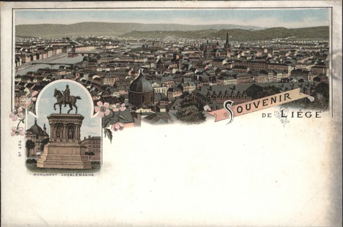 Liege Luettich Liege Monument Charlemagne Litho