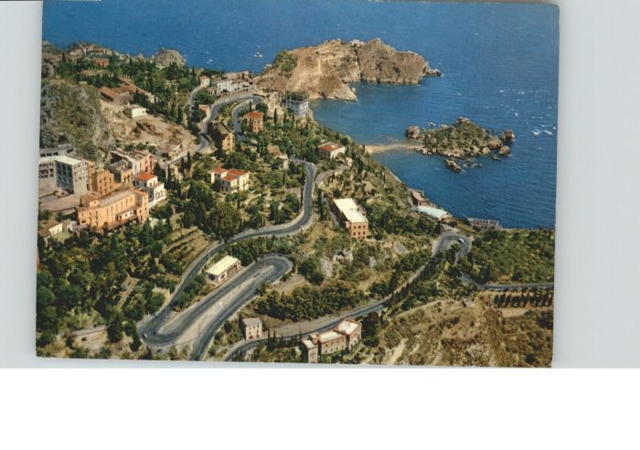 Taormina Sizilien Taormina Aereo Isola Bella Insel Fliegeraufnahme