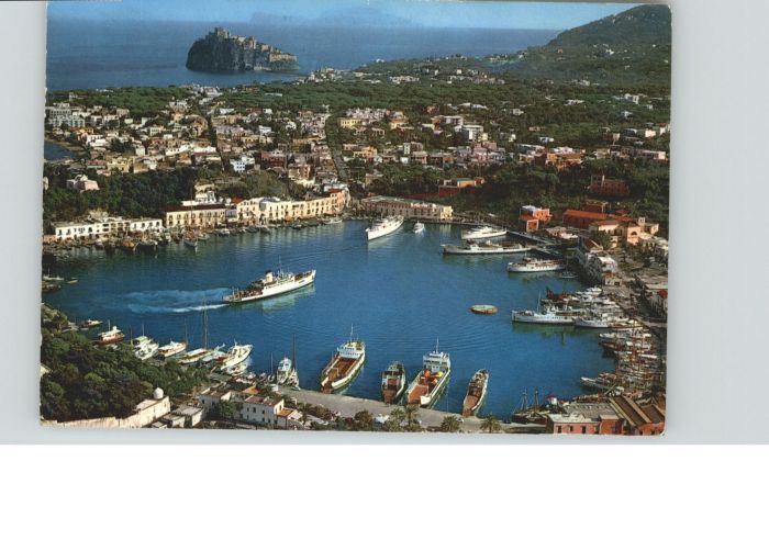 Ischia Porto Castello Hafen Schloss Fliegeraufnahme