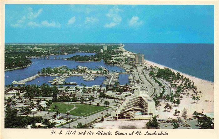 Fort Lauderdale Florida USA Panorama U.S. Road A1A and the Atlantic Ocean Beach