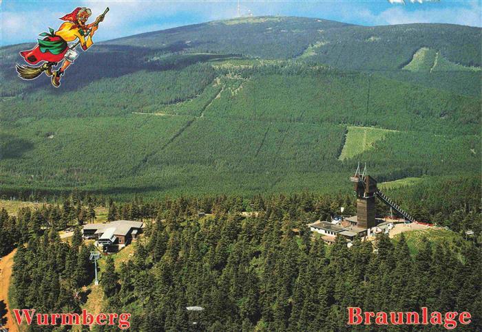 Braunlage Harz Wurmberg mit Seilban Bergstation und Skischanze Brockenhexe Flieg