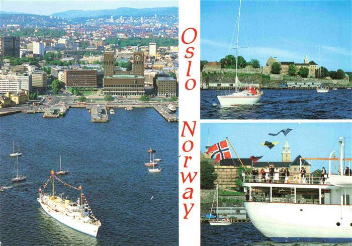 Oslo  Norge Fliegeraufnahme The Harbour Akershus Castle