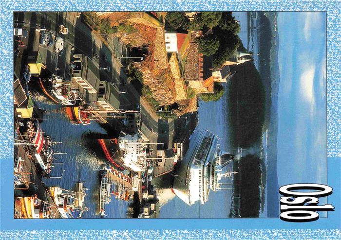 Oslo  Norge Fliegeraufnahme mit Hafen und Schloss