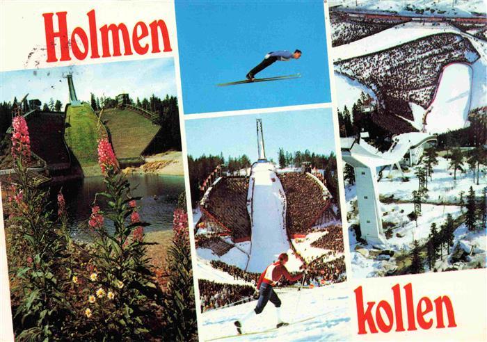Holmenkollen Oslo Norway Sprungschanzen Skispringer Fliegeraufnahme