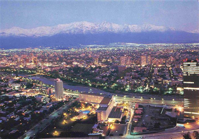SANTIAGO  de Chile Santiago by night aerial view