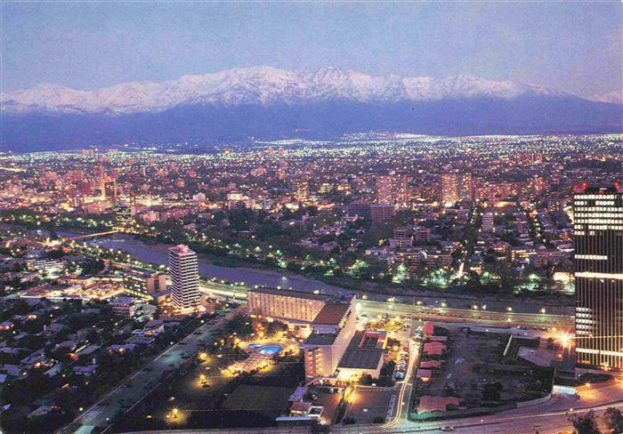 SANTIAGO  de Chile Santiago by night aerial view