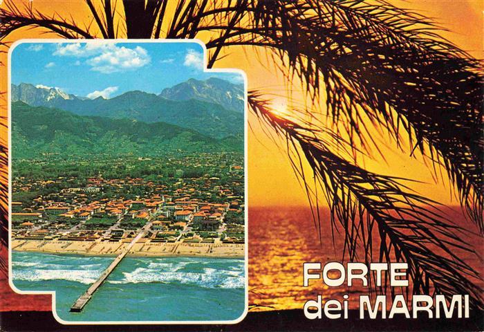 Forte dei Marmi Lucca Toscana IT Sonnenuntergang am Meer Luftaufnahme