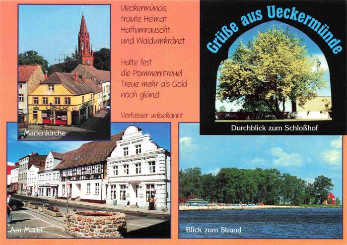Ueckermuende Mecklenburg Vorpommern Marienkirche Am Markt Durchblick zum Schloss