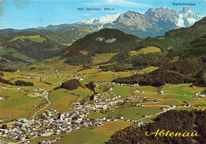 Abtenau AT Fliegeraufnahme mit Hohem Dachstein und Bischofsmuetze