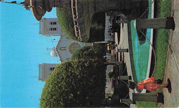 Guayama Puerto Rico The tree lined plaza Facade of San Antonio Church