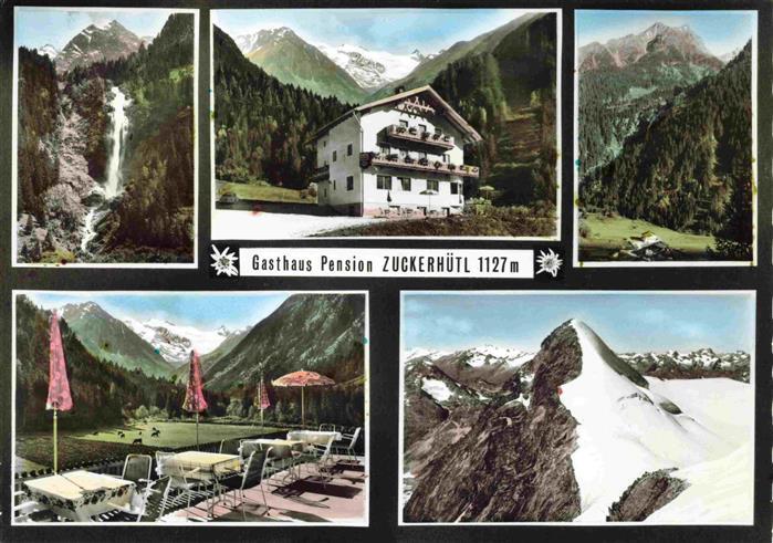 Neustift Stubaital Tirol AT Gasthaus Pension Zuckerhuetl Terrasse Gebirgspanora