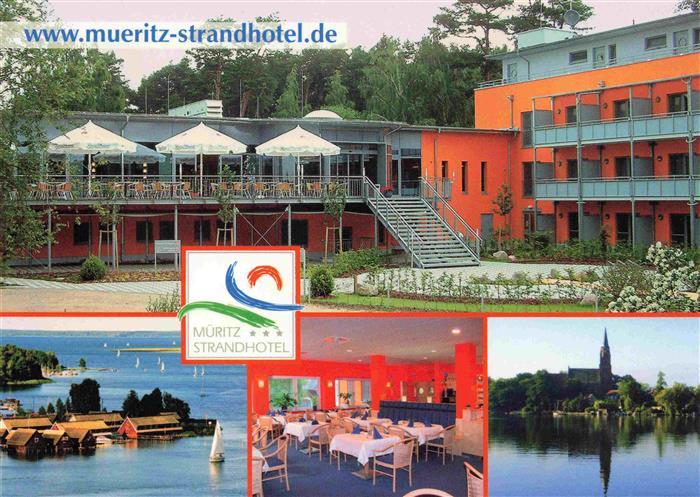 Roebel Mueritz Mueritz Strandhotel Gastraum Seepanorama Kirche