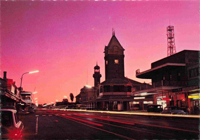 Broken Hill New South Wales Australia Argent Street silhouetted by a radiant sun