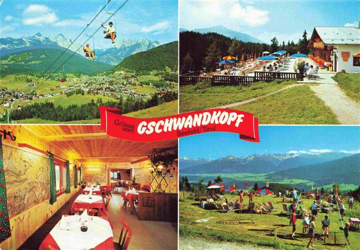 Seefeld Tirol Panorama Sessellift Hoehenrestaurant Christine Gastraum Minigolf