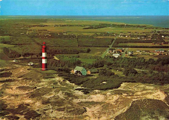 Amrum Insel Nebel Nordfriesland Leuchtturm mit Sueddorf Nebel und Norddorf