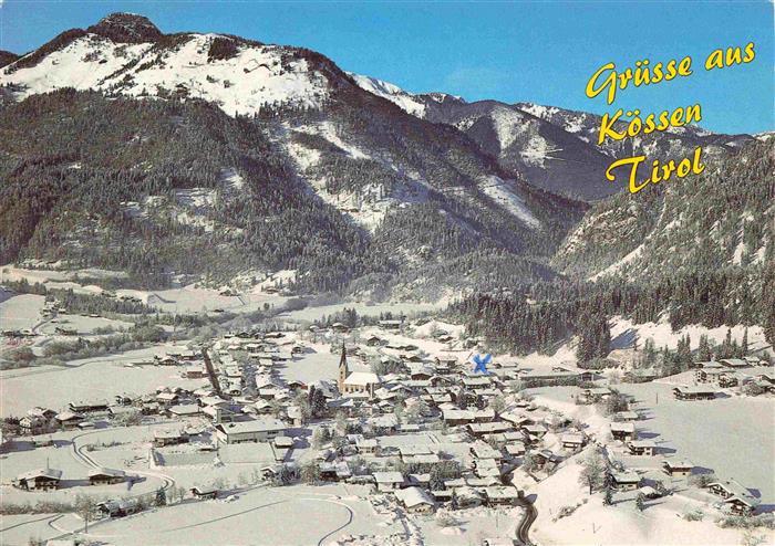 Koessen Tirol AT Winterpanorama Erholungsort Kaisergebirge