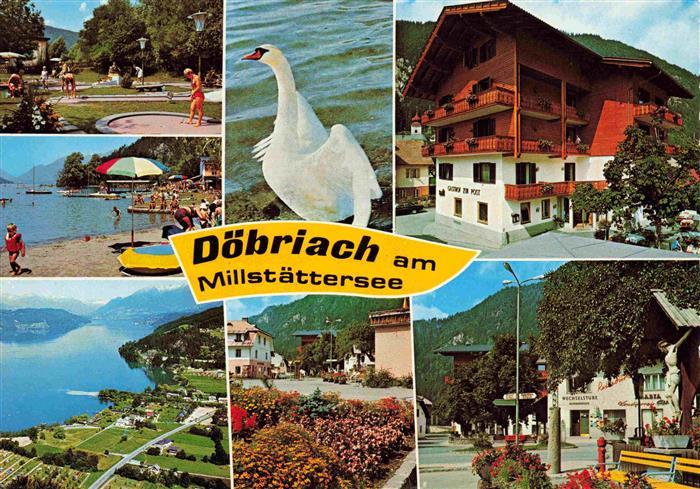 Doebriach Millstaettersee Miligolf Strand Fliegeraufnahme Schwan Gasthof zur Pos