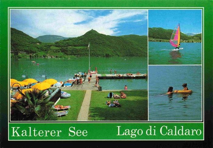 Kalterer See Suedtirol Panorama Surfer Badespass